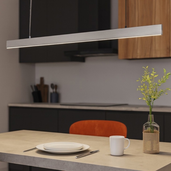 Lampadario orizzontale titanio per tavolo cucina led 36w cct vivida segmento