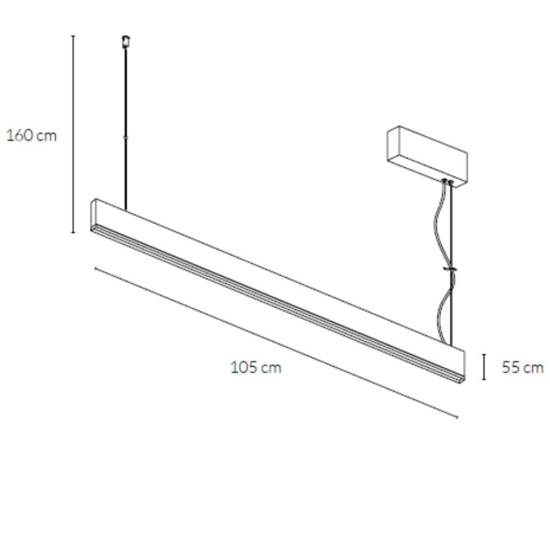 Lampadario orizzontale titanio per tavolo cucina led 36w cct vivida segmento