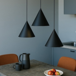 Lampadario nero 3 coni a per cucina moderna