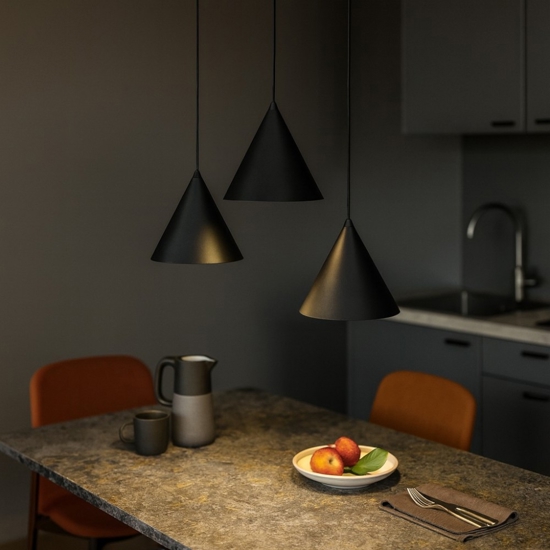 Lampadario nero 3 coni a per cucina moderna