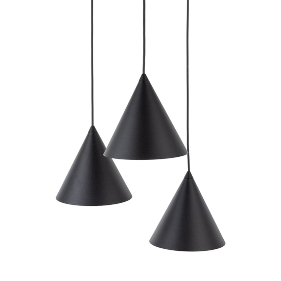 Lampadario nero 3 coni a per cucina moderna