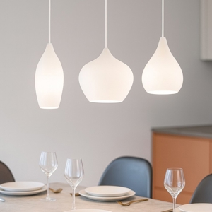 Soft sp3 lampadario per isola cucina tre luci vetri bianchi ideal lux