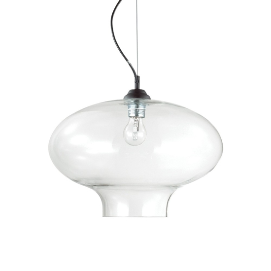 Bistro' sp1 round lampadario da cucina vetro trasparente ideal lux