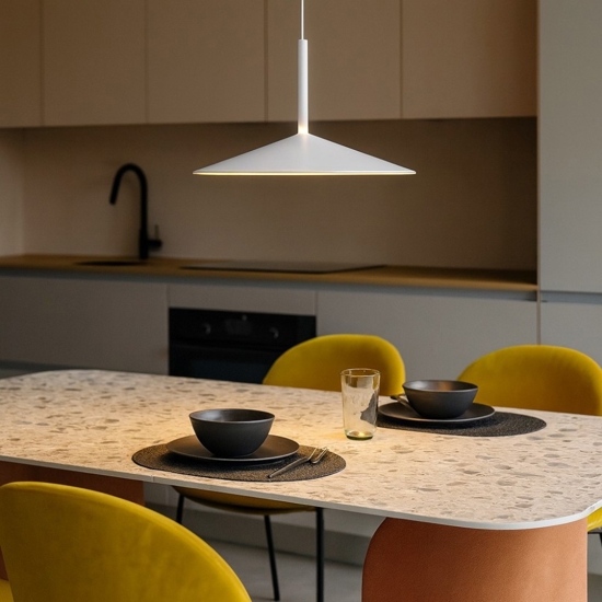 Lampadario per tavolo da cucina disco bianco led 16w 3000k moderno