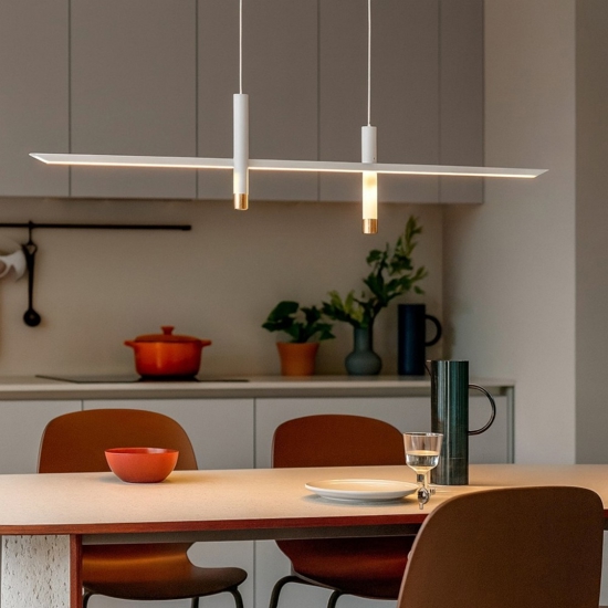 Lampadario led per cucina design bianco oro