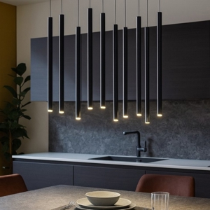 Lampadario 10 luci pendenti nero per tavolo sala da pranzo cucina