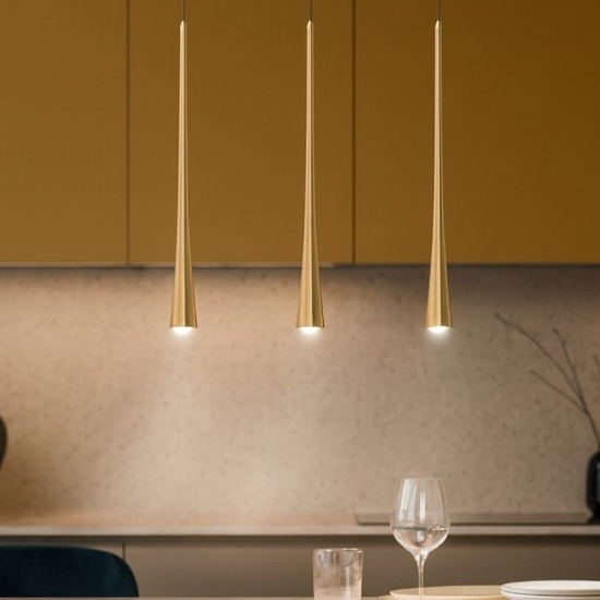 Lampadario da cucina tre luci led dafne gea luce 3000k oro