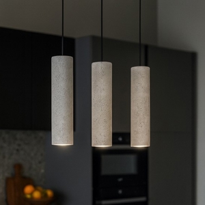 Lampadario cilindri di cemento per cucina