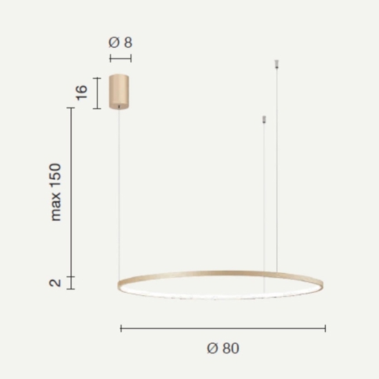 Lampadario so soel 80 oro ondaluce cerchio led per cucina