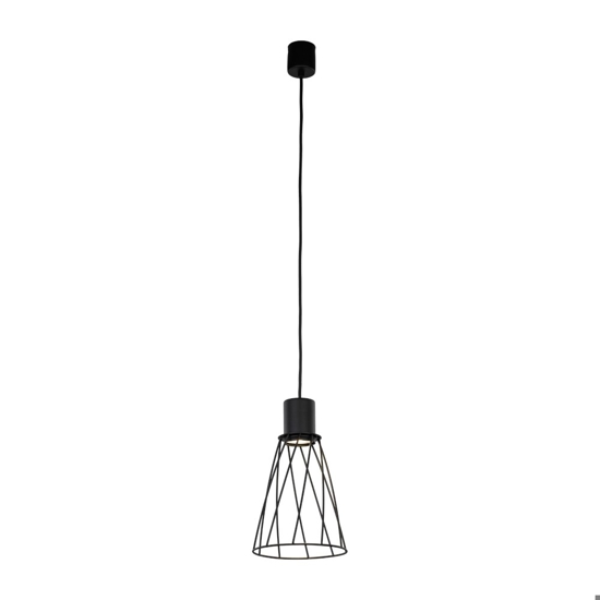 Lampada a sospensione per isola cucina a cono nero 16 cm diffusore a gabbia