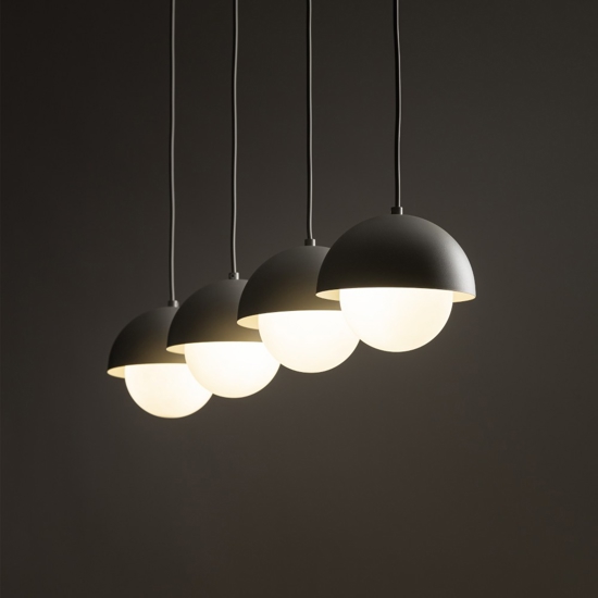 Lampadario per cucina moderna 4 luci pendenti beige a cupola
