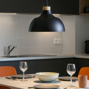 Lampadario per cucina moderna nero a cupola 34 cm