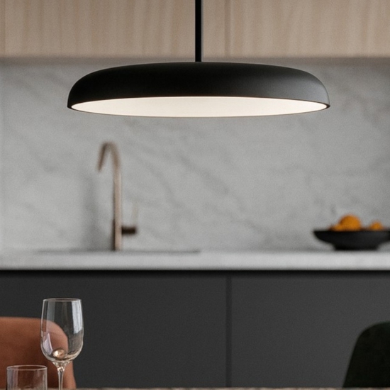 Lampadario per tavolo sala da pranzo moderna disco nero led