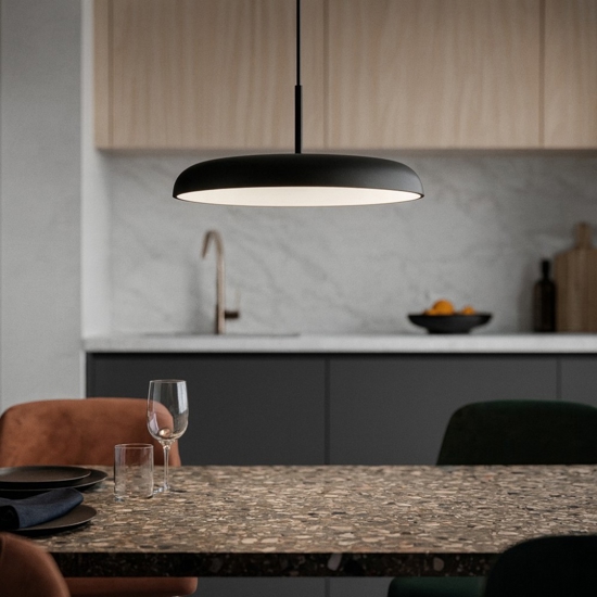 Lampadario per tavolo sala da pranzo moderna disco nero led