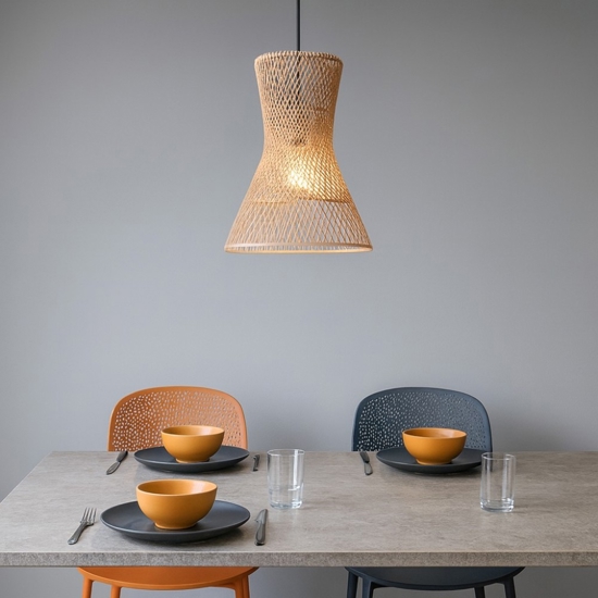 Lampadario clessidra per cucina 20 cm marrone cavi regolabili