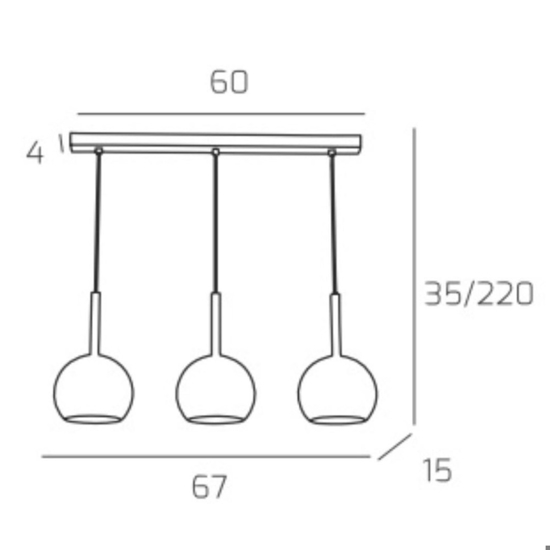 Lampadario per cucina sfere vetro ambra