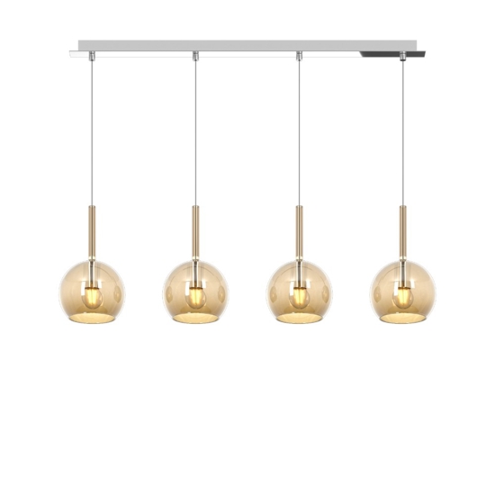 Lampadario per cucina vetri ambra 4 luci