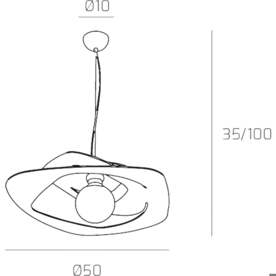 Lampadario 50cm per cucina moderna grigio top light warped