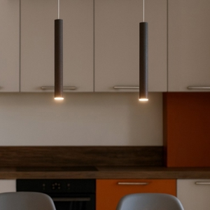Lampadario cilindri marrone per sala da pranzo