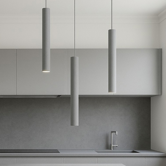 Lampadario da cucina con decentramento cilindri grigio