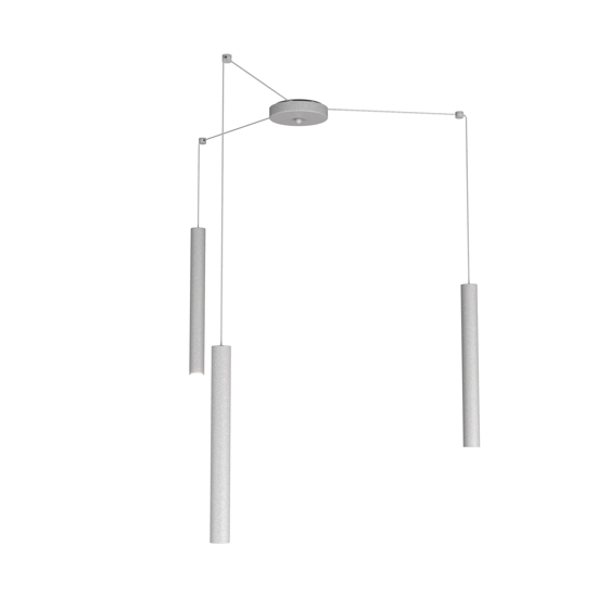 Lampadario da cucina con decentramento cilindri grigio