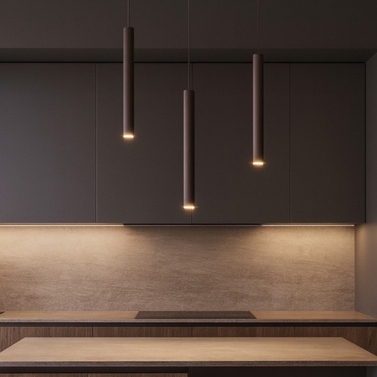 Lampadario da cucina marrone tre luci decentramento