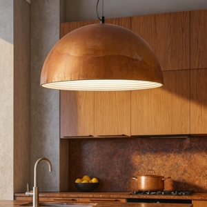 Ideal lux folk sp1 d50 lampadario da cucina corten ossidato