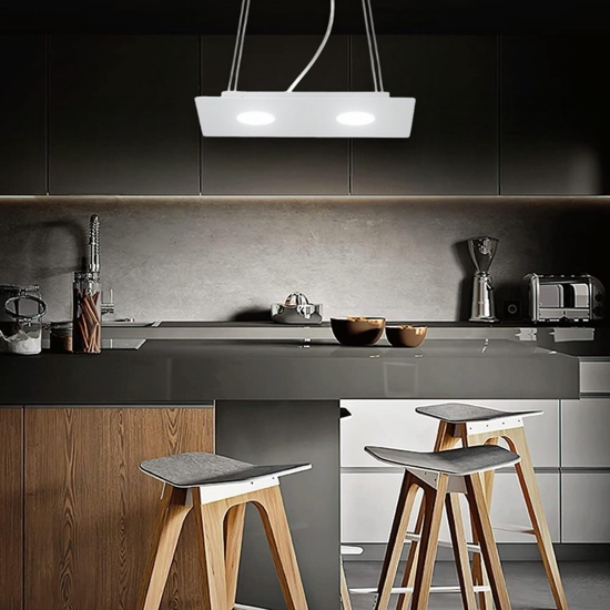 Lampadario da cucina affralux flet bianco rettangolare