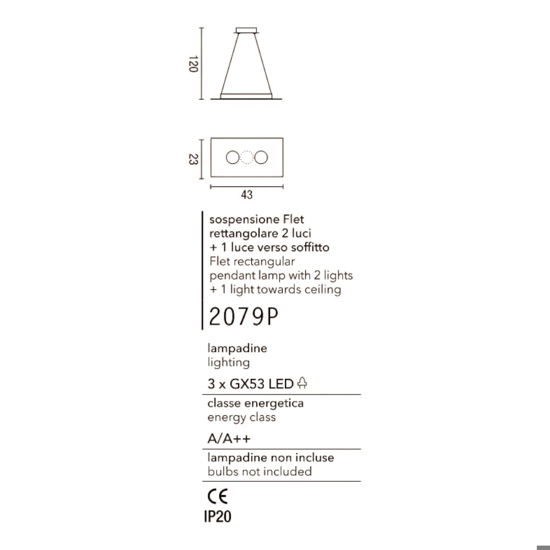 Lampadario da cucina affralux flet bianco rettangolare