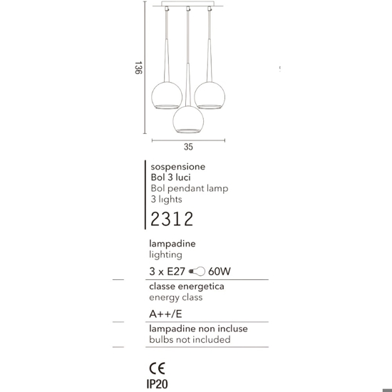 Affralux bol lampadario per cucina moderna cromo