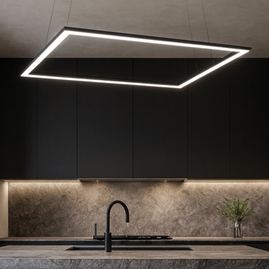 Lampadario da cucina nero affralux quattro led 68w 3000k