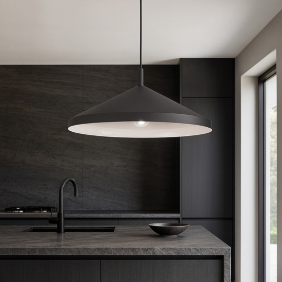 Ideal lux yurta sp1 d 50 lampadario cono nero per cucina