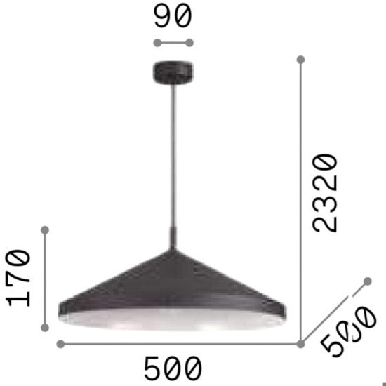 Ideal lux yurta sp1 d 50 lampadario cono nero per cucina