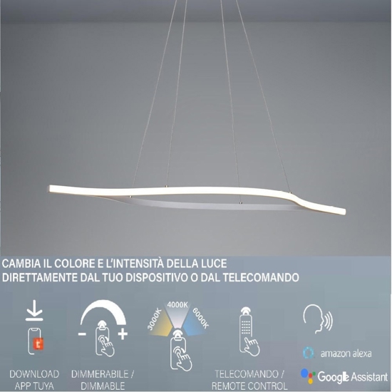 Lampadario led da cucina vivida arrow dimmerabile da 3000k a 6000k