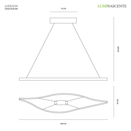 Lampadario led da cucina vivida arrow dimmerabile da 3000k a 6000k