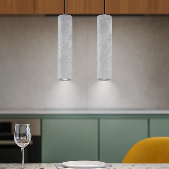 Lampadario per cucina cilindri di cemento grigio