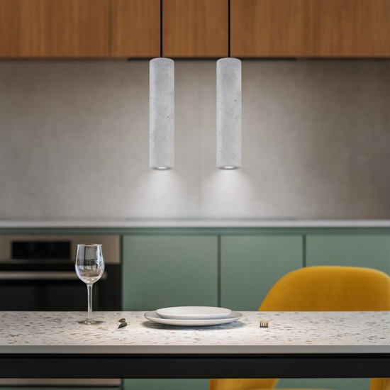 Lampadario per cucina cilindri di cemento grigio