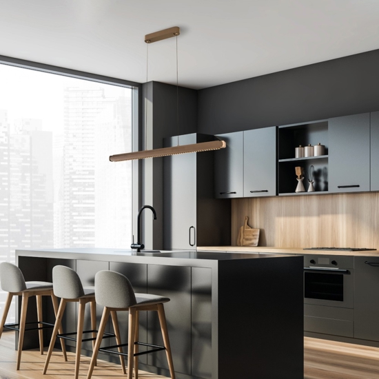 Lampadario orizzontale per tavolo cucina bronzo led 55w 3000k vivida blade