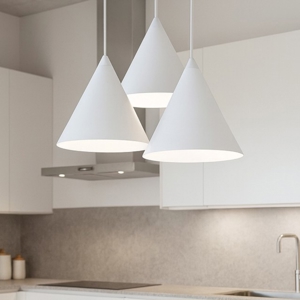 Lampadario 3 coni bianco per cucina