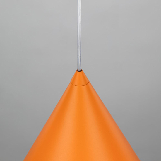 Lampadario arancione per cucina moderna forma cono 25cm