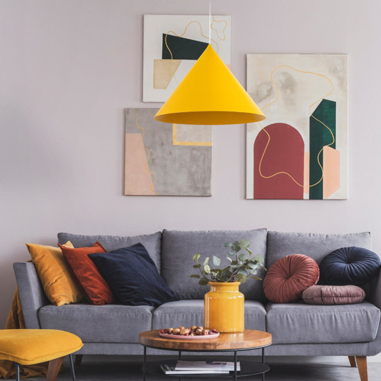 Lampadario per cucina cono giallo 50cm