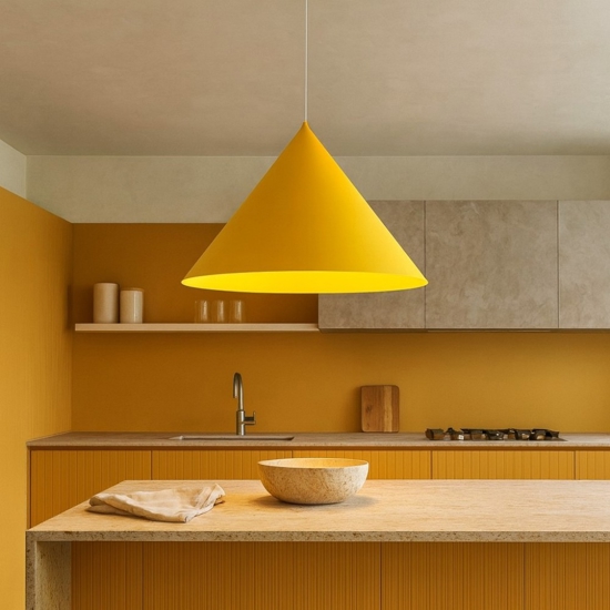 Lampadario per cucina cono giallo 50cm