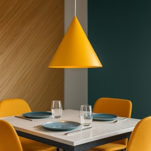 Lampadario cono giallo 32cm per cucina moderna