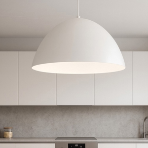 Lampadario cupola di metallo bianco 50cm per cucina moderna
