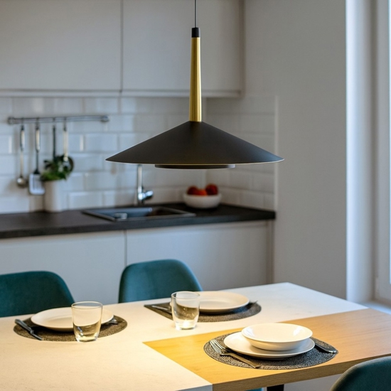 Lampadario per cucina led 8w 3000k nero oro 