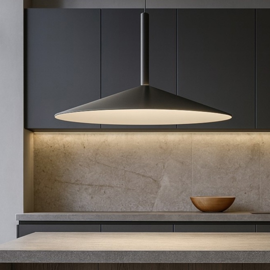 Lampadario saliscendi nero per cucina moderna led 12w 3000k