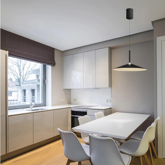 Lampadario saliscendi nero per cucina moderna led 12w 3000k