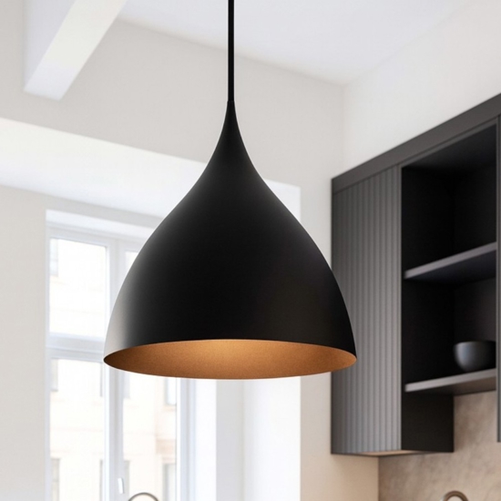 Lampadario topia cupola nera per sala da pranzo cucina