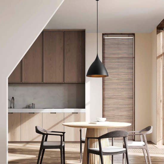 Lampadario topia cupola nera per sala da pranzo cucina