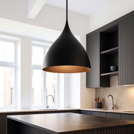 Lampadario topia cupola nera per sala da pranzo cucina